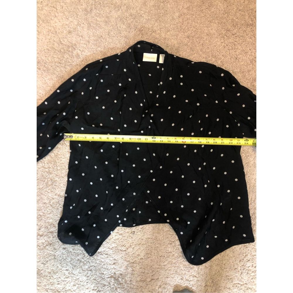Chicos Dot-Print Jacket Black White Polka Dot, Chico's Size 2 /Medium, MP $110 - Picture 9 of 10